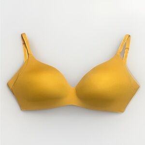 Knix Wing Woman EUC Vibrant Yellow Seamless Bra sz 6+ (32F, 34E/F)